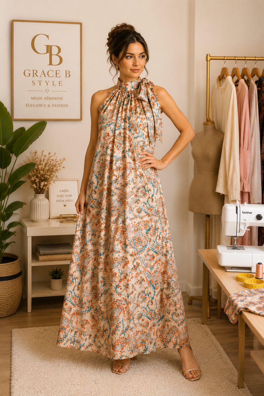 Robe Élégance Paisley – Pièce Unique
