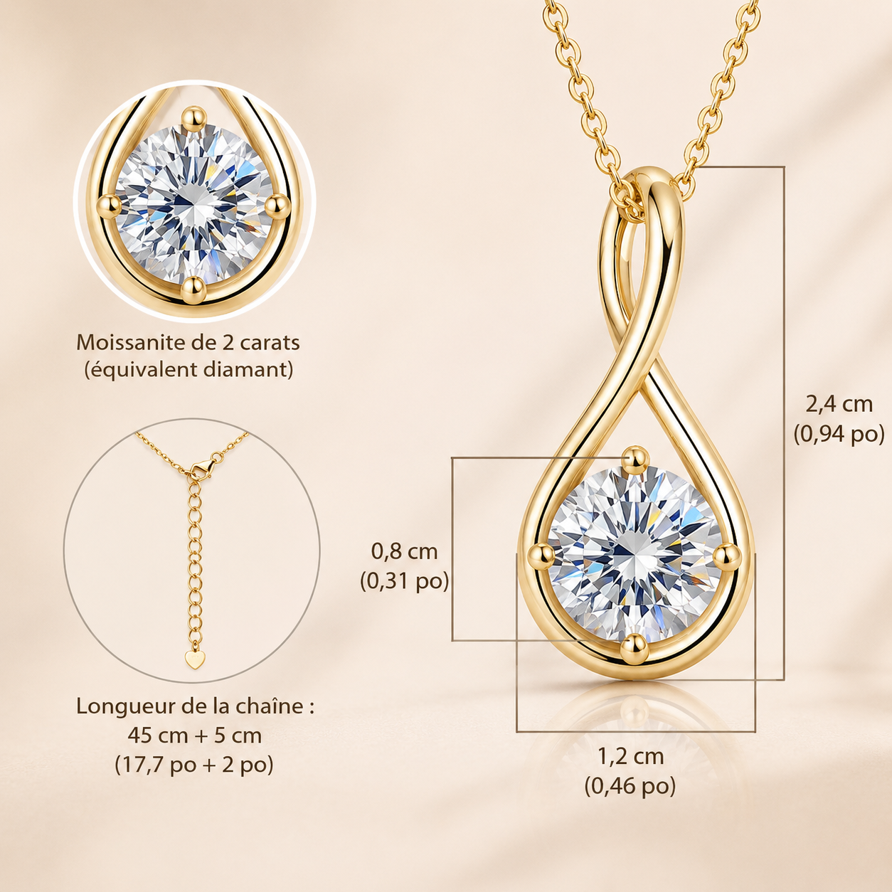 Collier Infinity Gold Moissanite