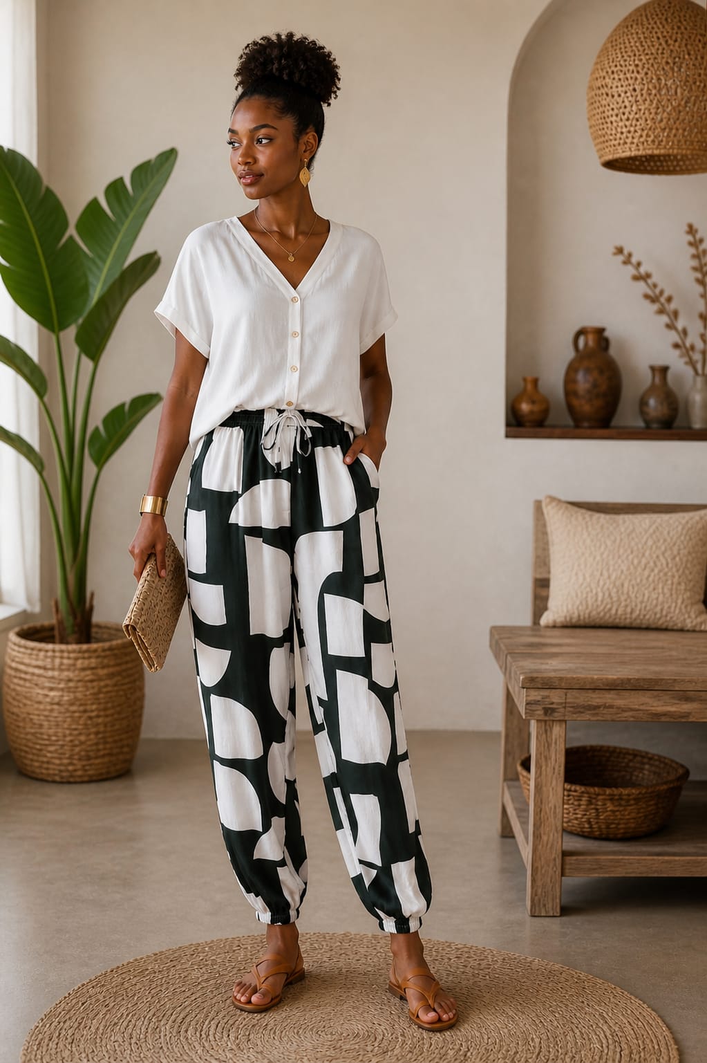 Pantalon 'Élégance Graphique"