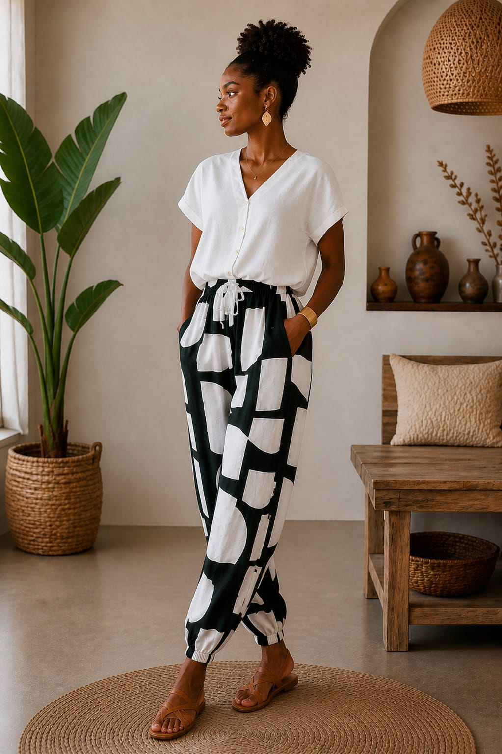 Pantalon 'Élégance Graphique"