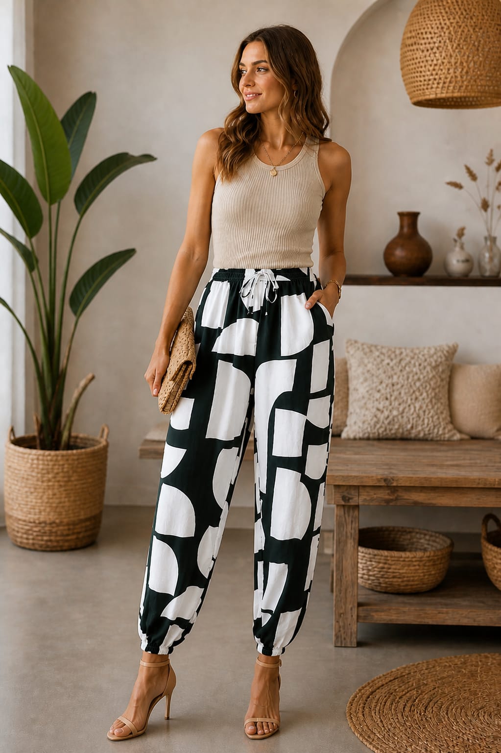 Pantalon 'Élégance Graphique"