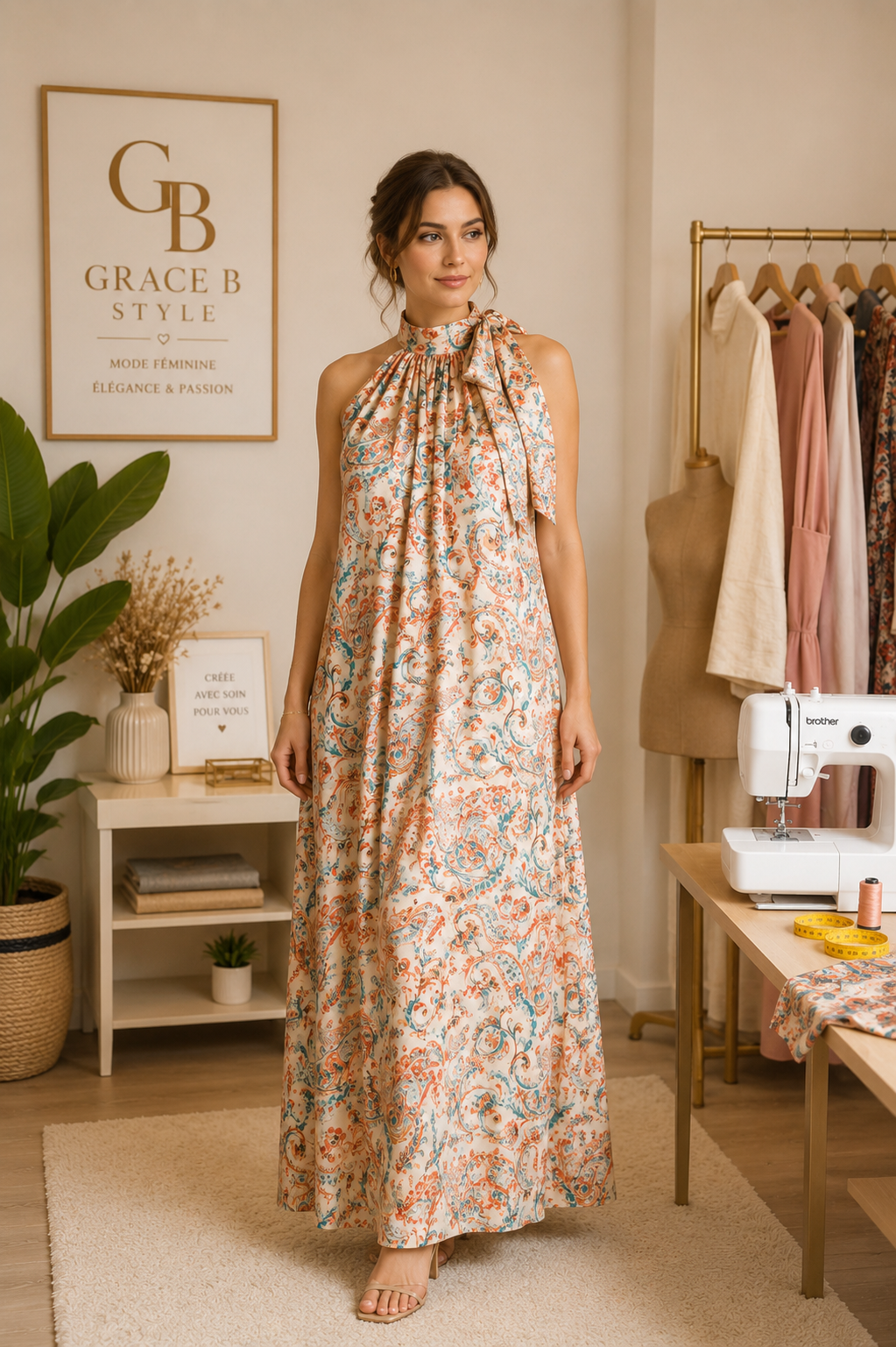 Robe Élégance Paisley – Pièce Unique