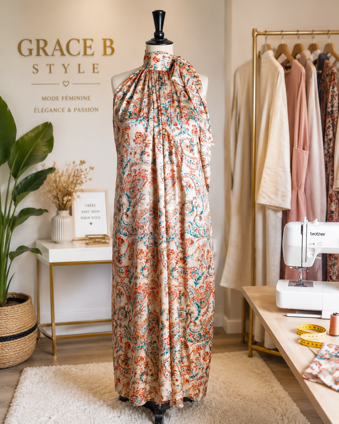 Robe Élégance Paisley – Pièce Unique