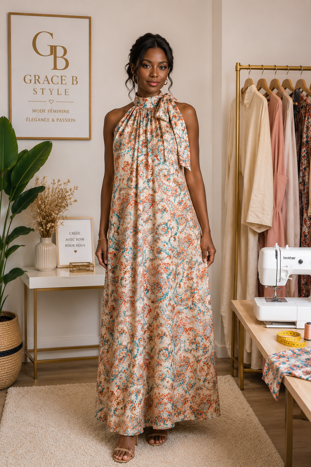 Robe Élégance Paisley – Pièce Unique